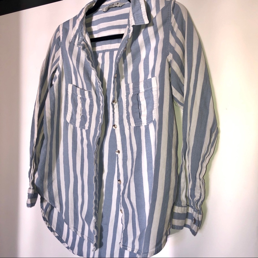 Blue & white button up